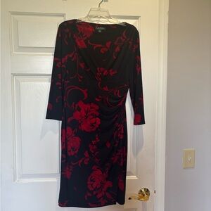 Ralph Lauren Black Dress with Red Floral Pattern